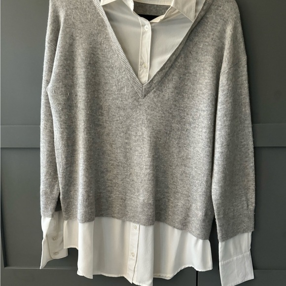 Veronica Beard Brami Mixed Media Layered Look Wool & Cashmere Sweater - Picture 9 of 12